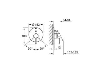 Grohe Essence New Badkraan  Afbouwdeel  Met omstelling  Exclusief inbo