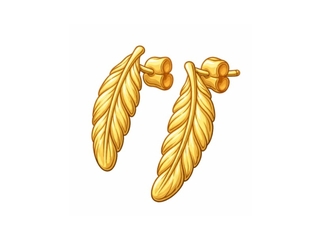 Marie Celeste Oorknoppen veer 9,5 mm  Goud