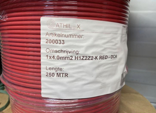 5x Haspel met solar kabel á 250 meter, Athilex, H1Z2Z2-K Red DCA – 4 m