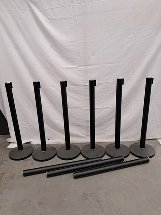 6x Crowd control / Afzetpaaltjes, Showgear, Showgear PRO 2M, Zwart