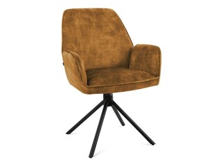 2x Roterende eetkamerstoel, Velvet, cognac
