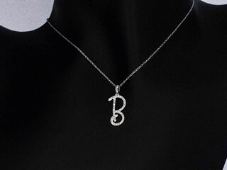 Hanger met natuurlijke diamanten in de letter B, excl. ketting