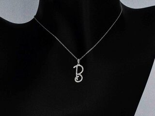Hanger met natuurlijke diamanten in de letter B, excl. ketting