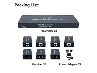 PW-HT226P7 HDMI Extender Splitter 7 Port Transfer 165ft (50m) via Cat6