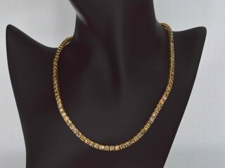 Geelgouden exclusieve tennis collier met champagne en cognac diamanten