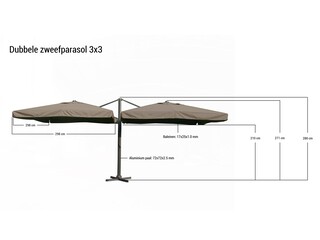 Parasol Paralux, Azurro, grijs