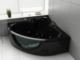 Massagebad Vonato, Ourelia, hoogglans zwart