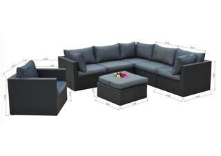 Loungeset Vonato, Elena, zwart wicker