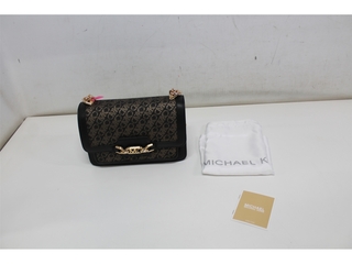 Michael Kors Kleine Schoudertas Dames Logo Print Heather Zwart