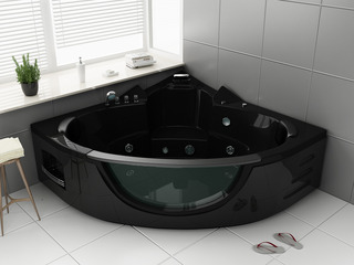 Massagebad Vonato, Ourelia, hoogglans zwart