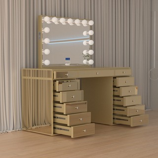 Make-up tafel Vonato, GoldenAura, hoogglans goud