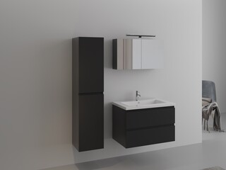 Badkamermeubel Vonato, Classic 5, hoogglans zwart