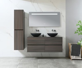 Badkamermeubel Vonato, Modena 130, donker hout decor