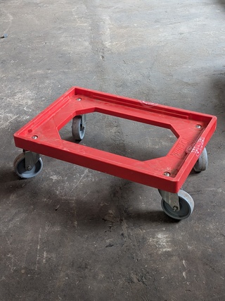 Ca. 80x Kunsstof transportroller t.b.v. Euronorm bakken/kratten, Delmo