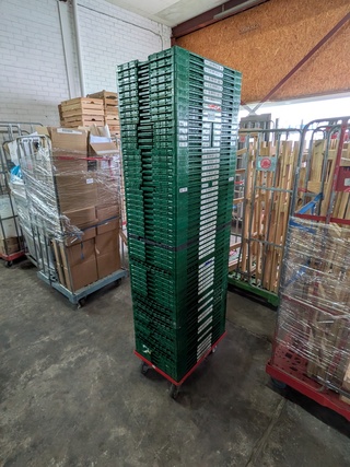 Ca. 54x Kunststof Euronorm vouwkrat