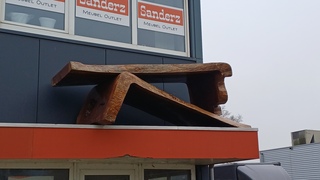 Walnut wood L shape table in epoxy, Wood, 2026