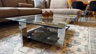Salontafel, glas,zwart, 118×78 cm