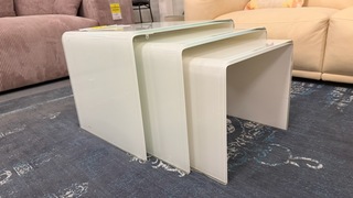 3x Salontafel, witglas, 55x45x42 cm