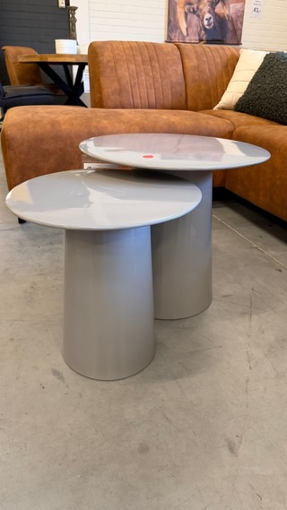 Salontafel, lichtgrijs, 50×50 / 40×40 cm