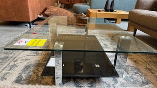 Salontafel, glas,zwart, 118×78 cm