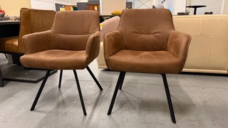 2x Eetkamerstoel, cognac