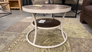 Salontafel, wit/bruin, 70×47 cm