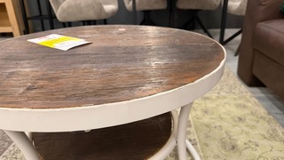 Salontafel, wit/bruin, 70×47 cm