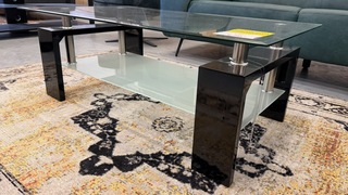 Salontafel, zwartglas, 100x60x38 cm