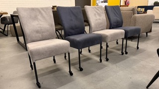 4x Eetstoel, grijs/blauw
