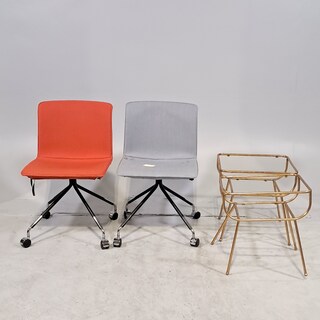 2x Verrijdbare stoel en 2x onderstel tafel,  O.a. Gispen