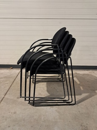 4x Stoffen stoelen, Zwart