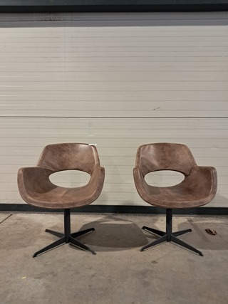 2x Draaibare leren stoel, Bruin