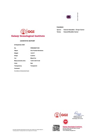 Granaat - 1.63 carat natuurlijke Almandien pyroop granaat