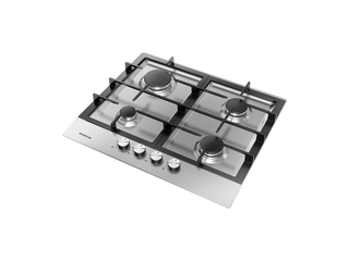 Inventum IKG6023GRVS  Inbouw gaskookplaat  59 cm  4 kookzones RVS/Zwar