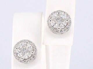 Witgouden diamanten oorbellen met een rand van briljanten