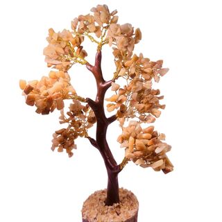 Goudkleurige boom sculptuur – Gedecoreerd met authentieke Citrine sten