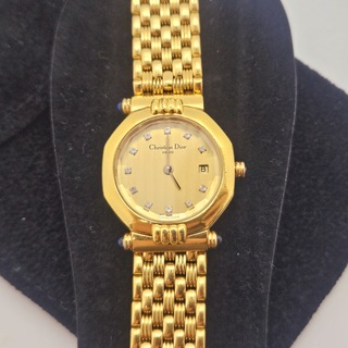 Christian Dior horloge met goudkeurmerk en diamantjes