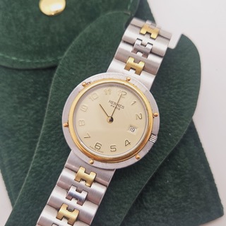 Hermès Clipper goldplated two tone horloge