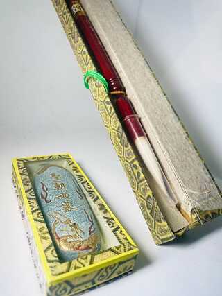 Vintage Aziatische calligraphy – Inksteen + penseel