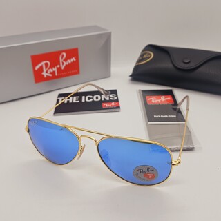 Rayban zonnebril Aviator Large metal matte gold blue polarized