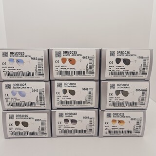 9 x Rayban zonnebrillen – Aviator, Marshal, Outdoorsman etc