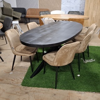 Ovale eetkamertafel met 6x stoel