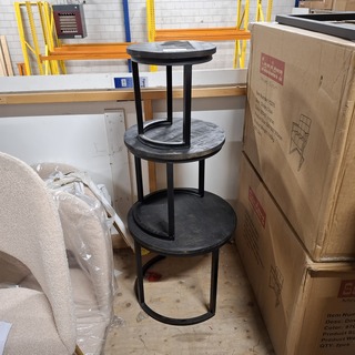 Salontafel set 3-deling, rond Zwart