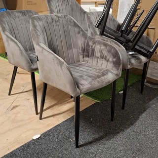 7x Eetkamerstoel met armleuning Grijs