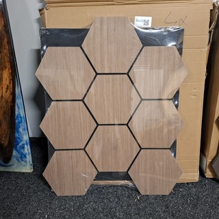 4x Akoestisch wandpaneel, hexagon Walnoot