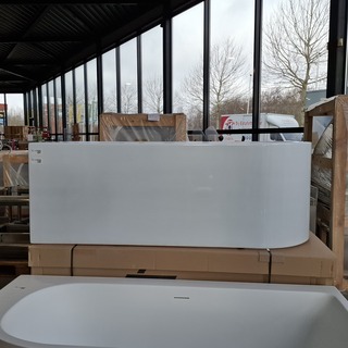 Halfvrijstaand ligbad, Fibrex, Glans wit