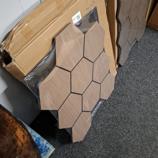 4x Akoestisch wandpaneel, hexagon Walnoot