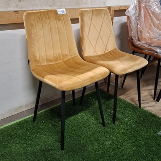 2x Eetkamerstoel, velvet Geel
