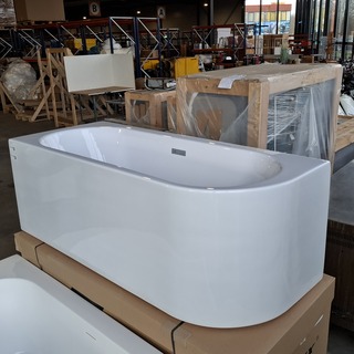 Halfvrijstaand ligbad, Fibrex, Glans wit