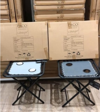 Ca. 70x Bijzettafel, Paco, zwart/lichtgrijs/donkergrijs, met bekerhoud